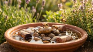 bienen sitzen in einer wassertränke